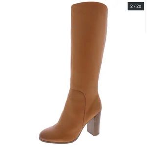 Stunning Kenneth Cole Boots- 8.5 Knee High Cognac. Only tried on- still in box